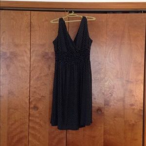 Black dress with white polka dots